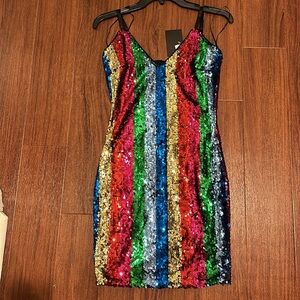 BNWT S multicolored sequin dress